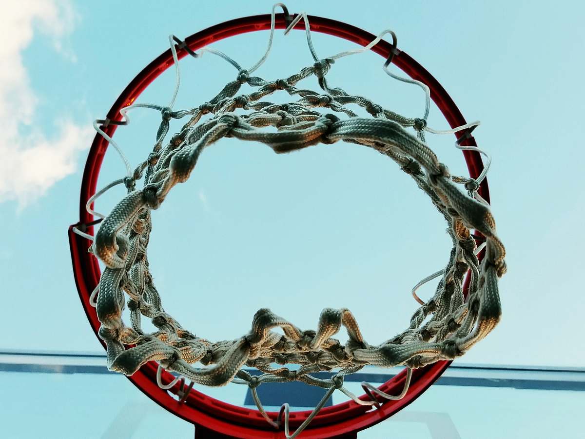 bridgewater black, red, and brown basketball hoop basketbell